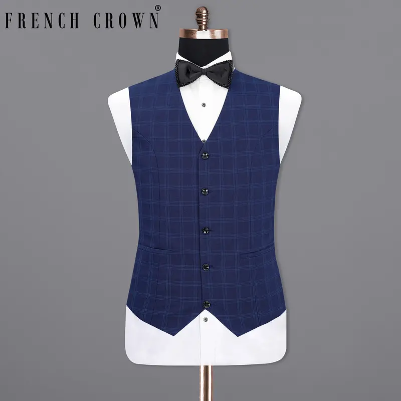 Tuna Blue Plaid Waistcoat 1