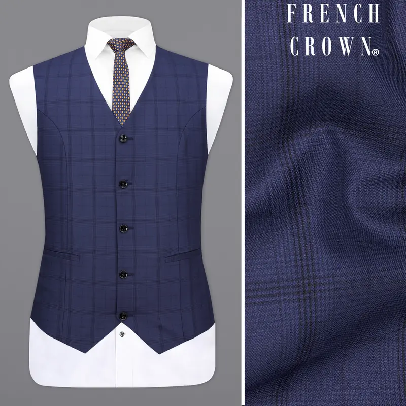 Tuna Blue Plaid Waistcoat 1