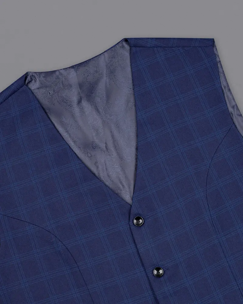 Tuna Blue Plaid Waistcoat 4
