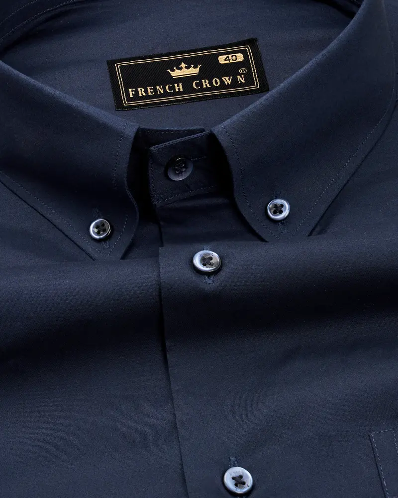 Tuna Blue Premium Cotton Button Down Shirt 1