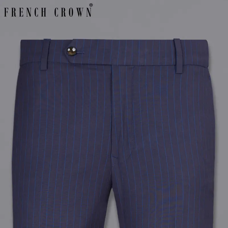 Tuna Blue Striped Wool Rich Pant 1