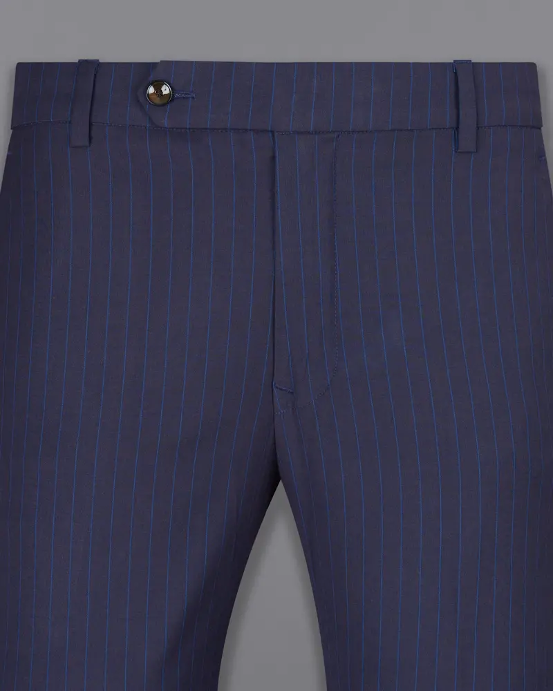 Tuna Blue Striped Wool Rich Pant 2
