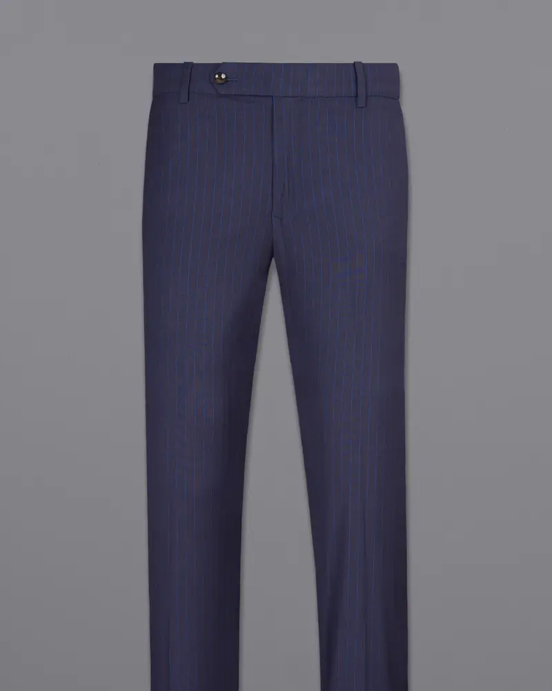 Tuna Blue Striped Wool Rich Pant 4
