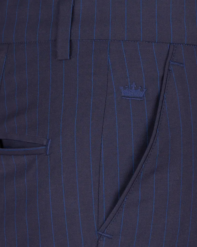 Tuna Blue Striped Wool Rich Pant 5