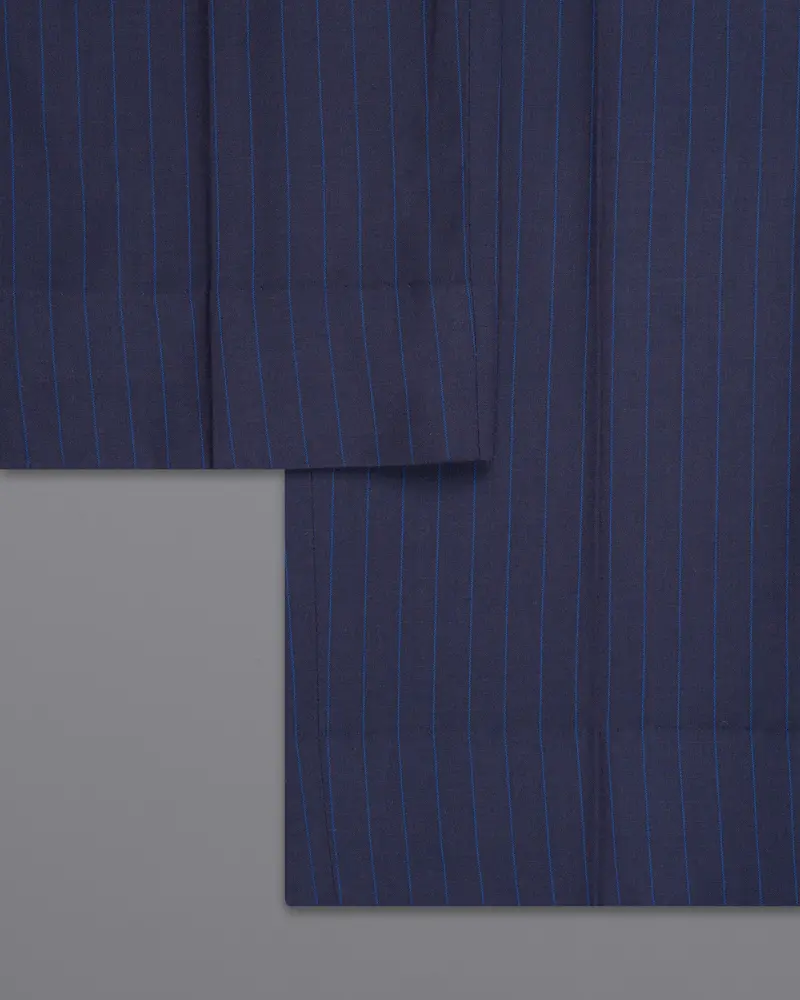 Tuna Blue Striped Wool Rich Pant 6