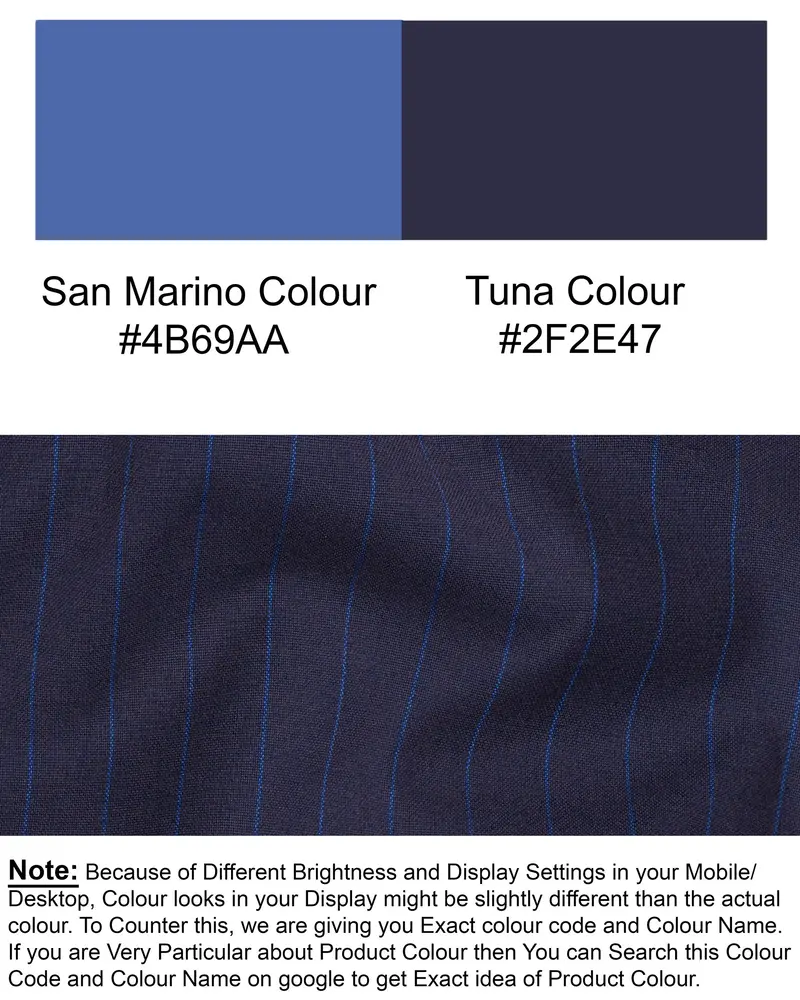 Tuna Blue Striped Wool Rich Pant 7