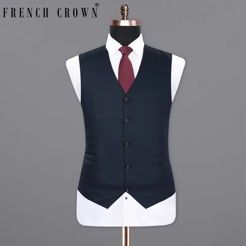 Tuna Blue Wool Rich Waistcoat 1