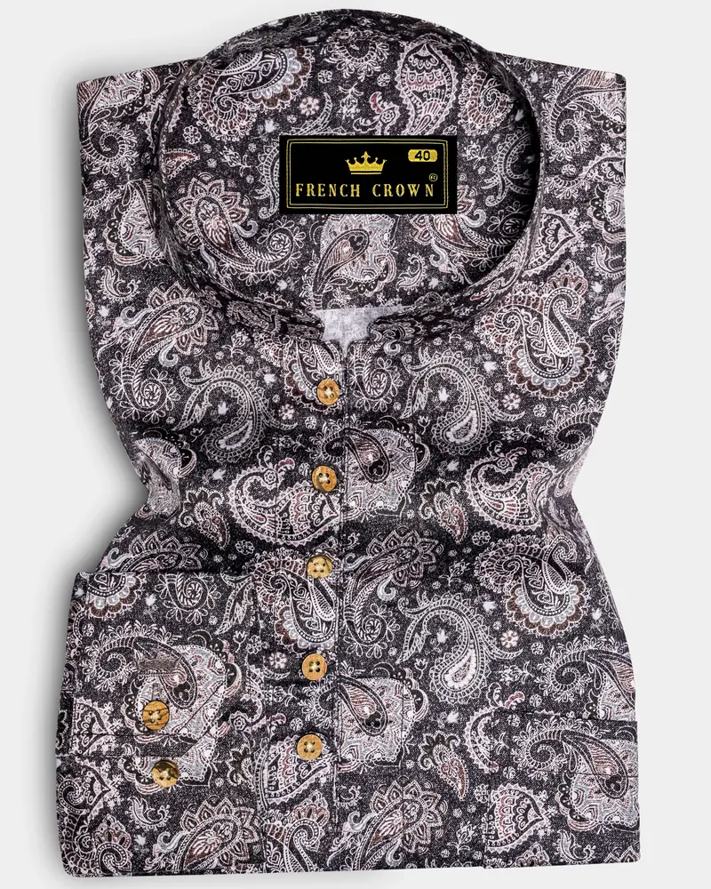 Tuna Gray And Copper Paisley Printed Super Soft Premium Cotton Kurta Shirt 1