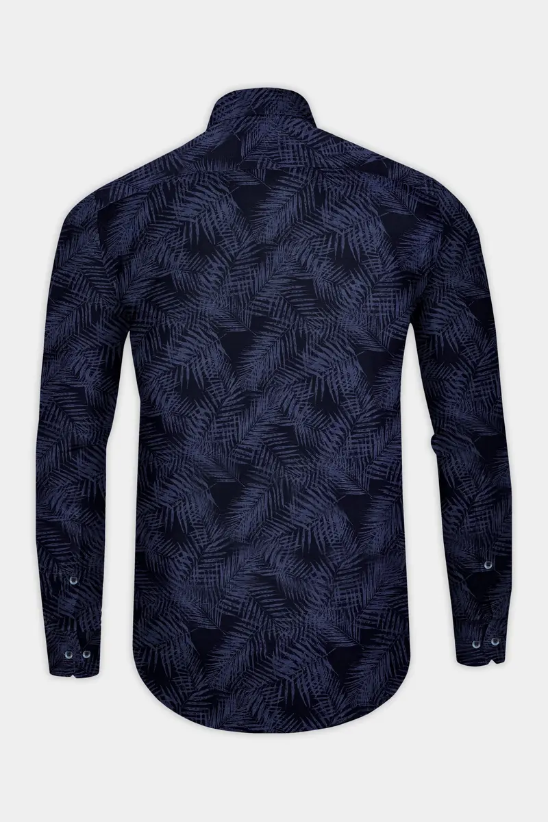 Tuna Gray Leaves Printed Denim Shirt 5