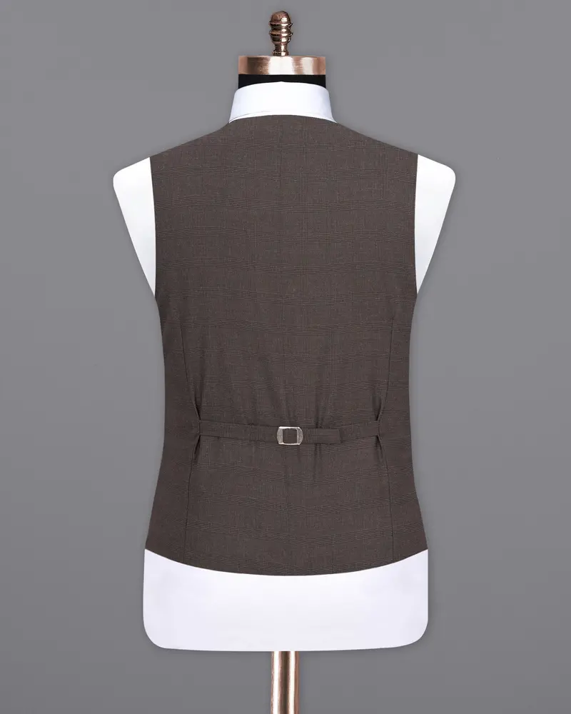 Tundora Brown Plaid Waistcoat 6
