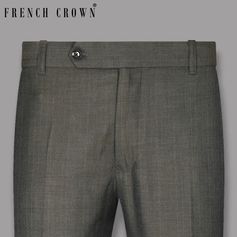 Tundora Brown Subtle Checked Pant 1