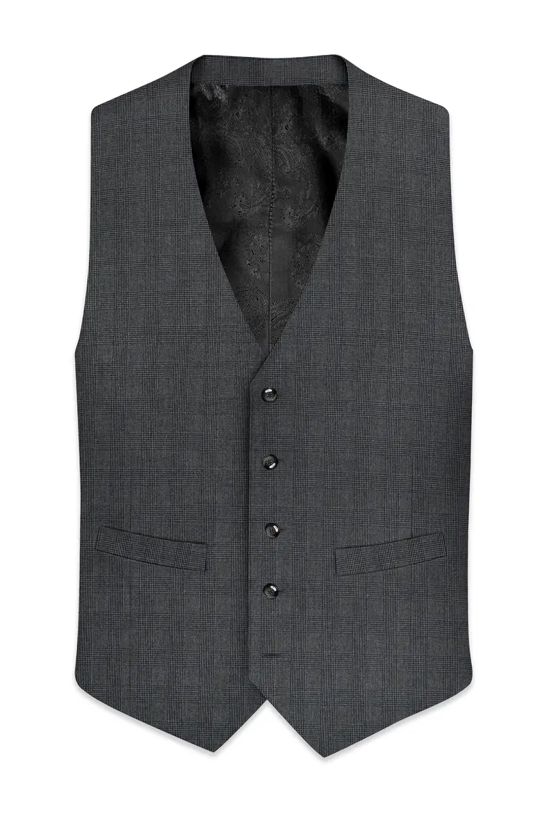 Tundora Dark Gray Subtle Plaid Waistcoat 2