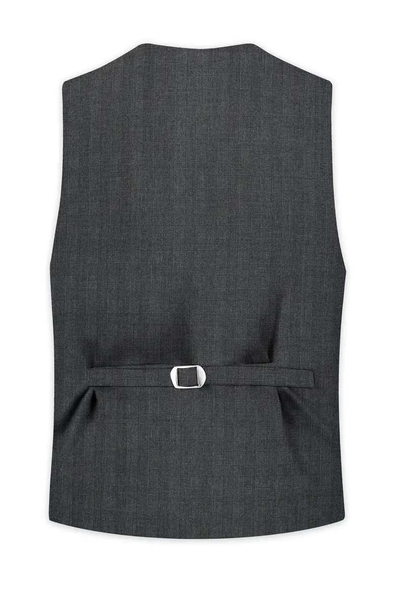 Tundora Dark Gray Subtle Plaid Waistcoat 4
