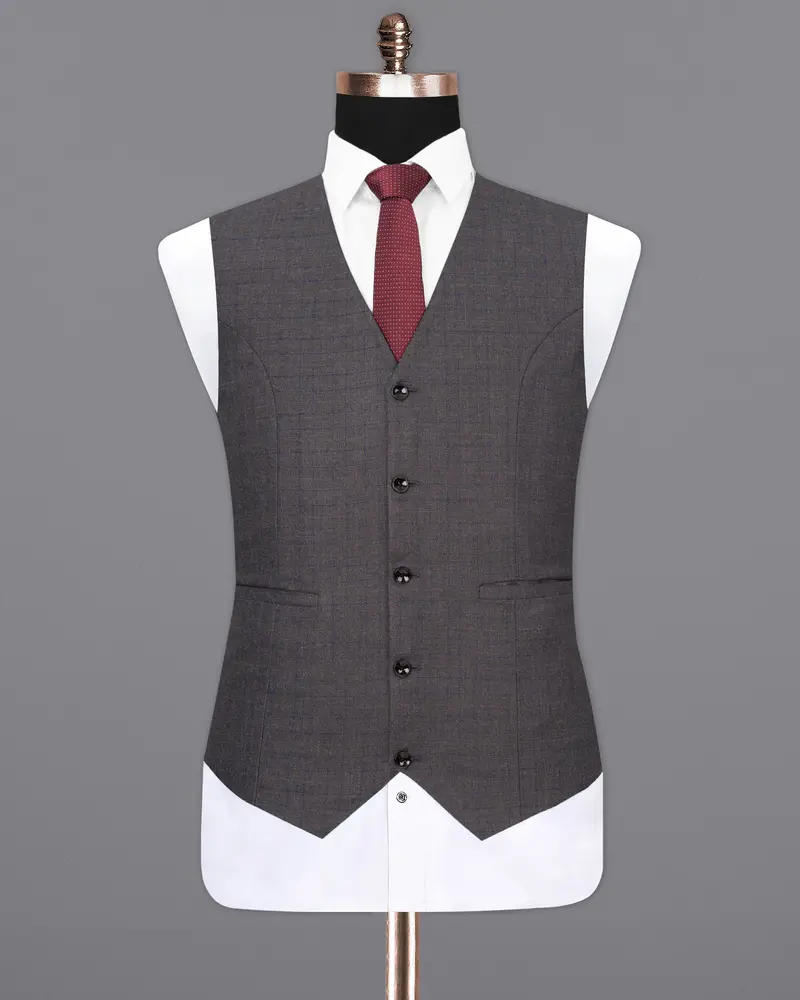 Tundora Gray And Downriver Blue Plaid Waistcoat 2