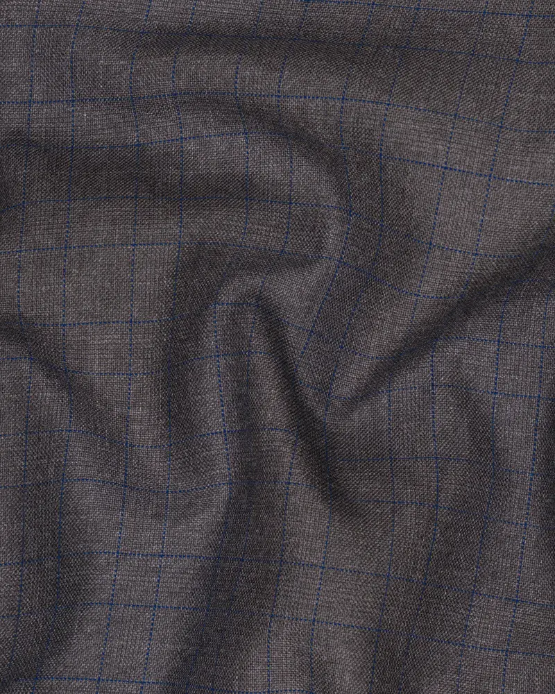 Tundora Gray And Downriver Blue Plaid Waistcoat 3