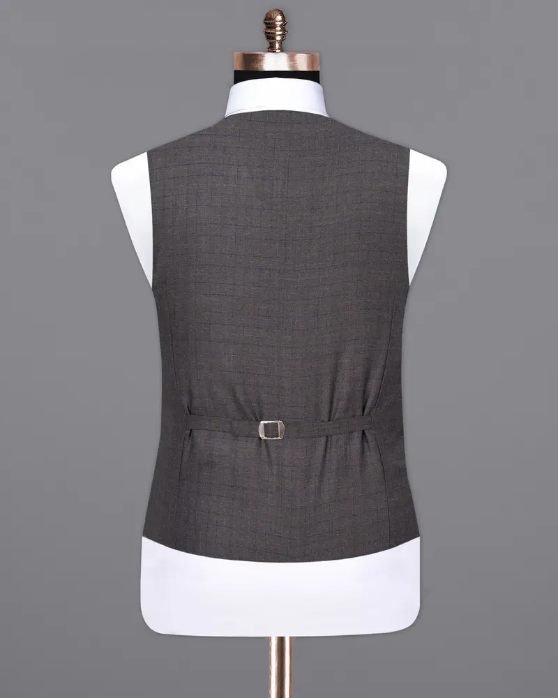 Tundora Gray And Downriver Blue Plaid Waistcoat 6