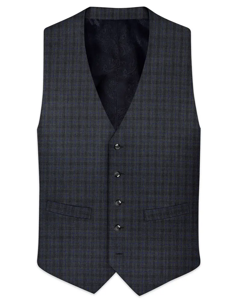 Tundora Gray Plaid Waistcoat 1