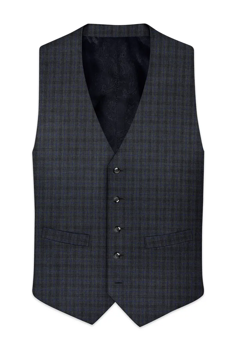 Tundora Gray Plaid Waistcoat 2
