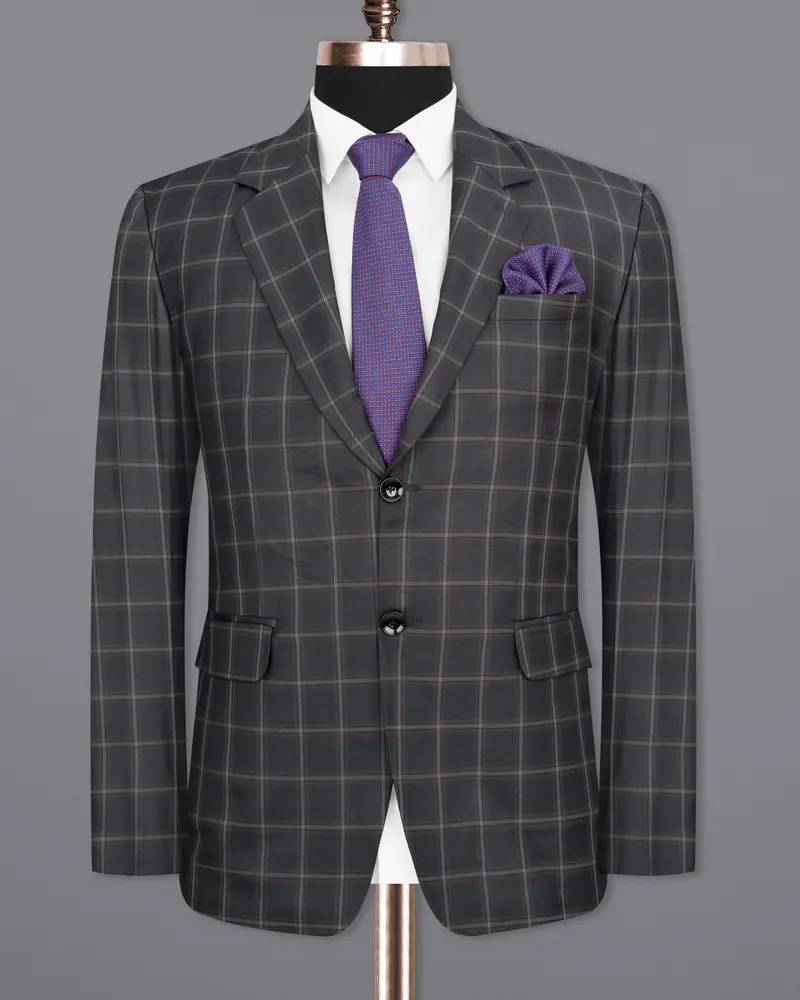 Tundora Gray Windowpane Wool Rich Blazer 8