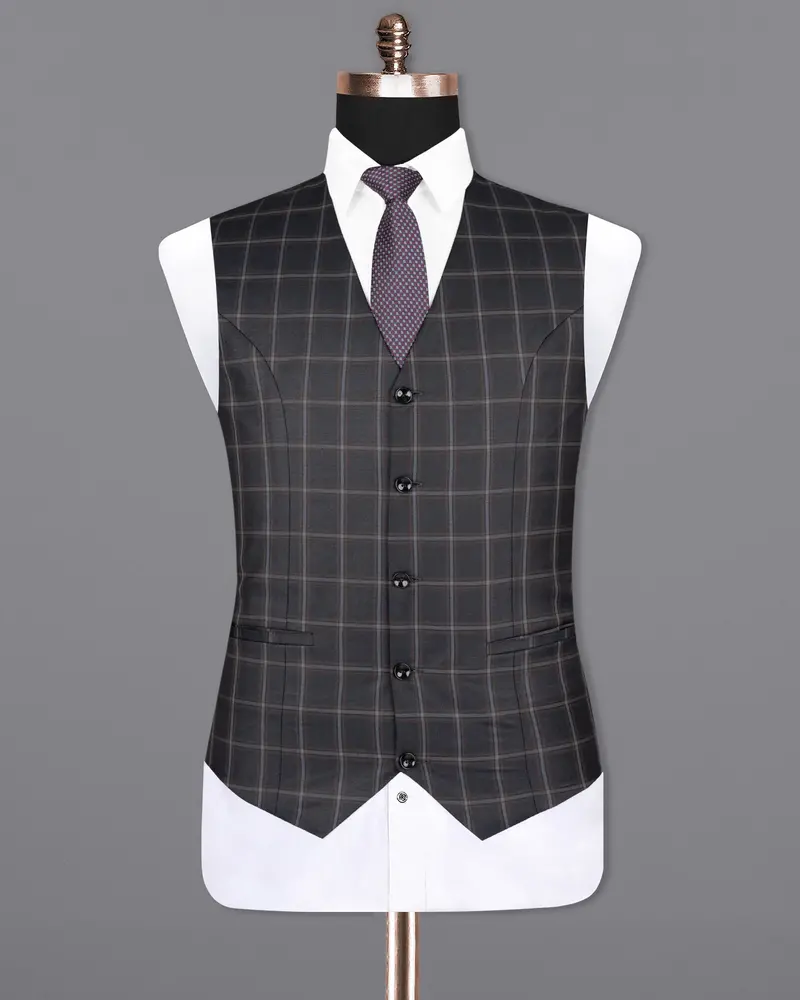 Tundora Gray Windowpane Wool Rich Waistcoat 2