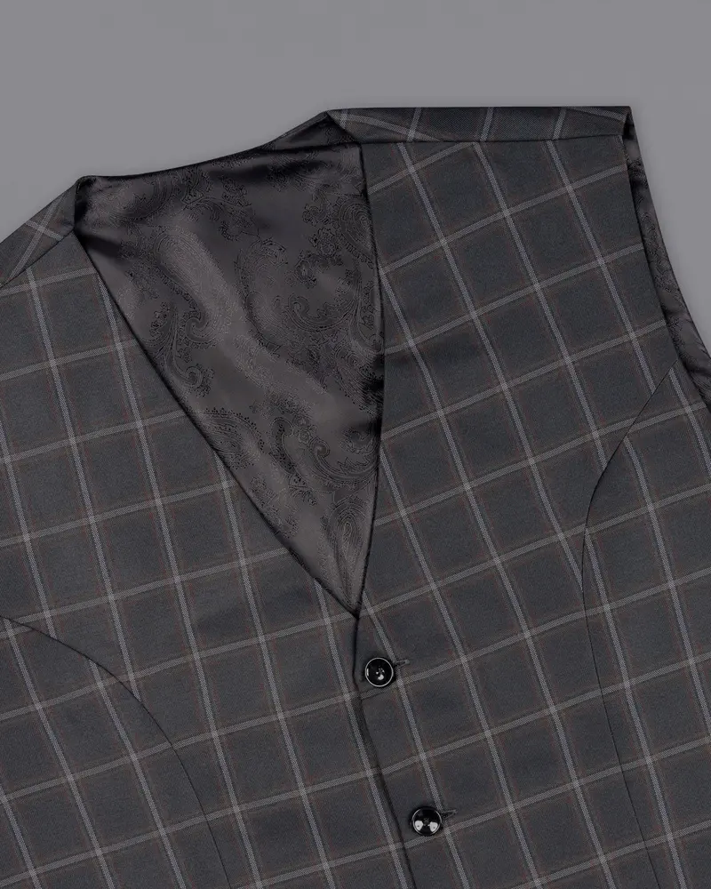 Tundora Gray Windowpane Wool Rich Waistcoat 4