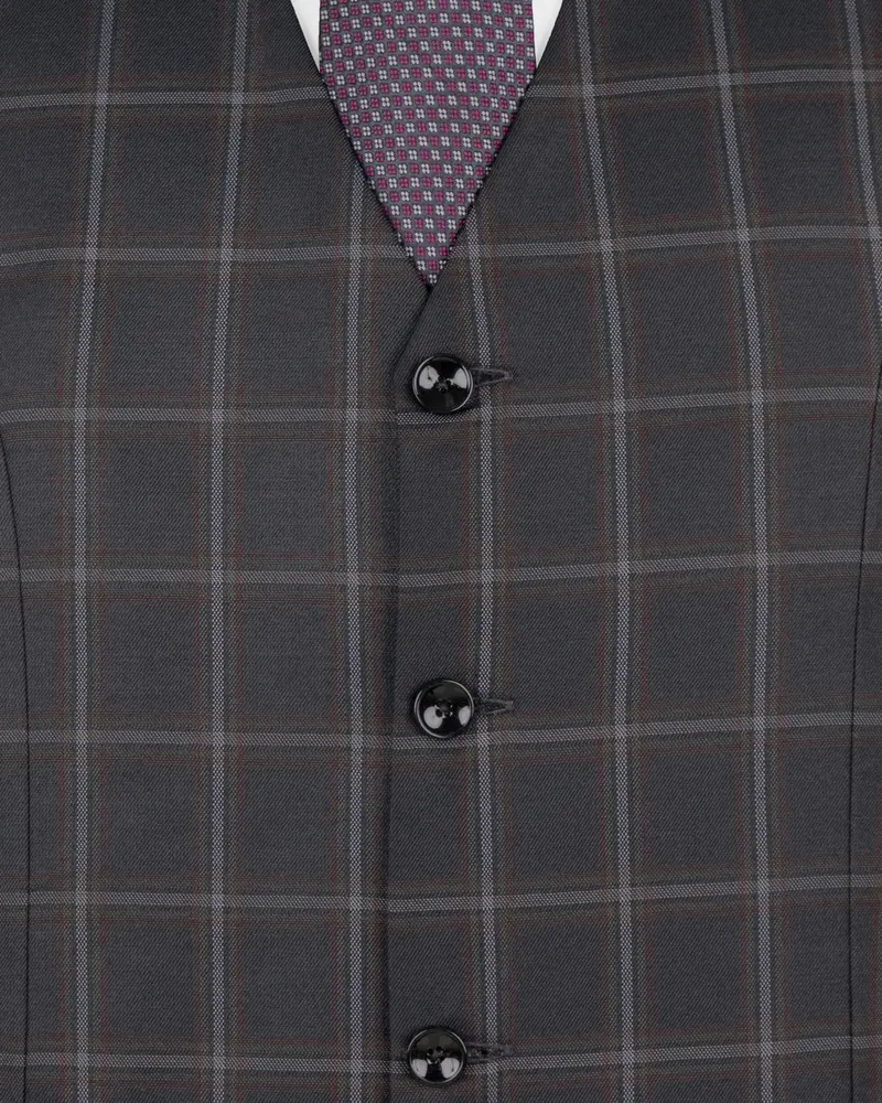 Tundora Gray Windowpane Wool Rich Waistcoat 5