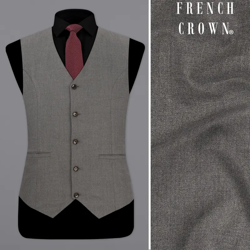 Tundora Grey Textured Waistcoat 1