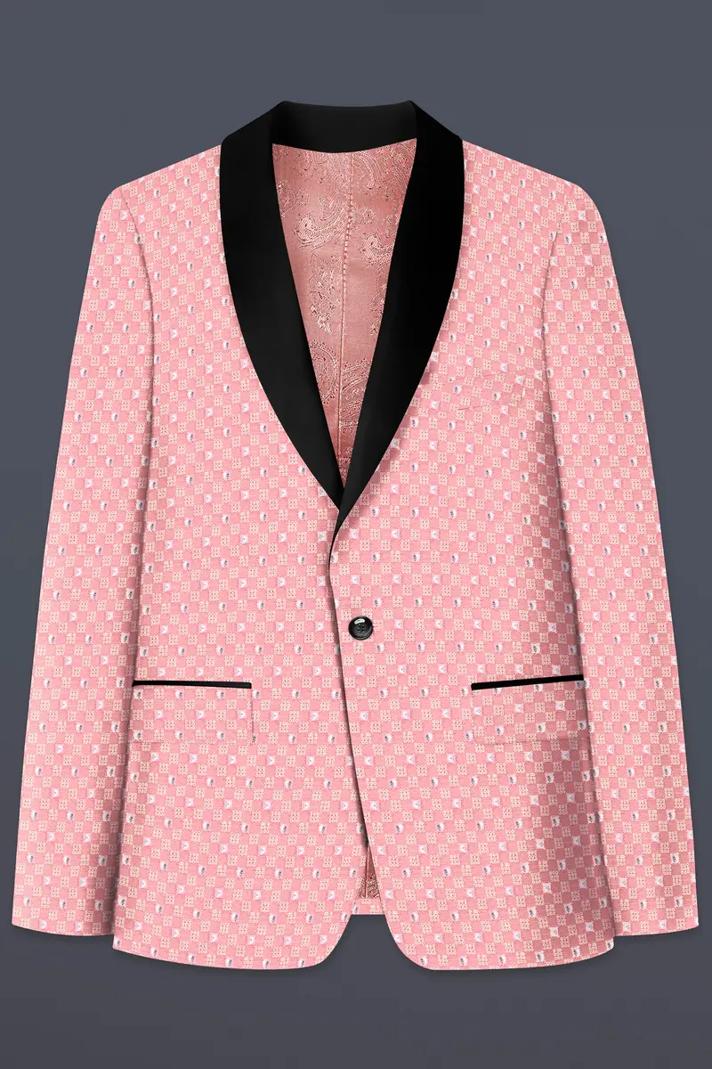 Turkish Pink Embroidered Tuxedo Blazer 2