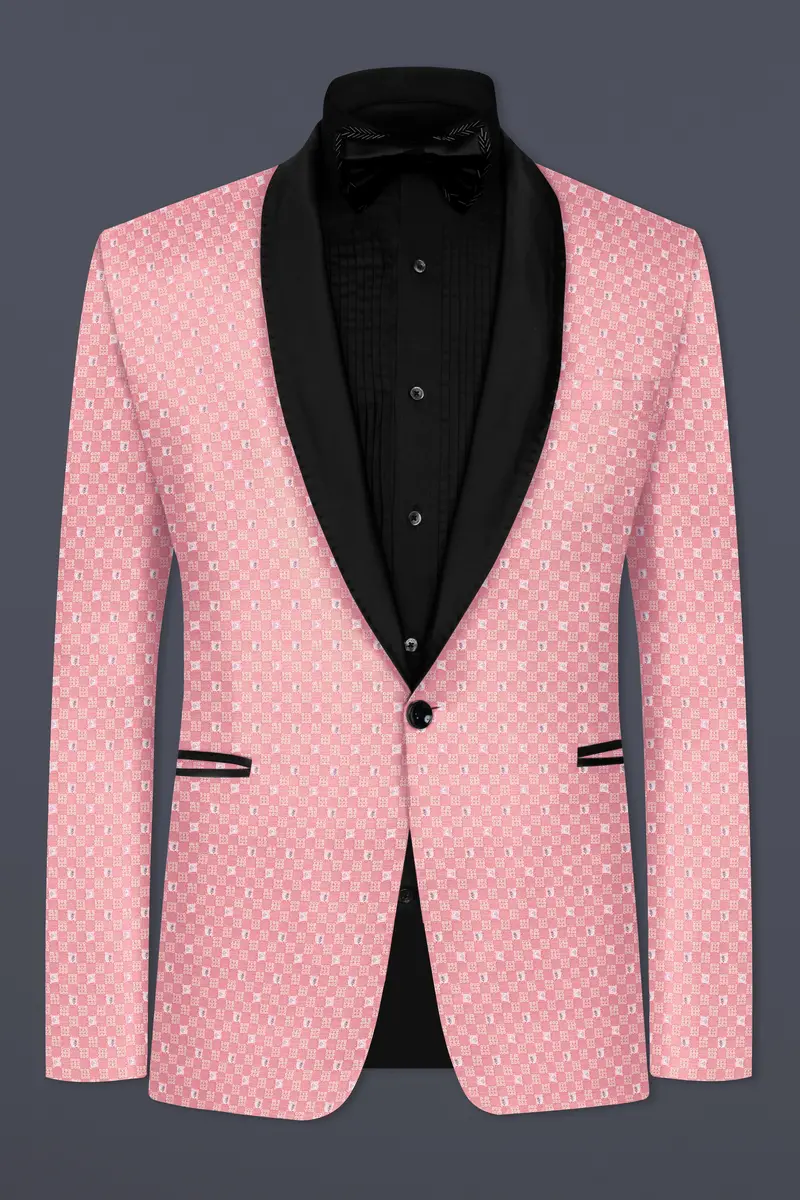 Turkish Pink Embroidered Tuxedo Blazer 8