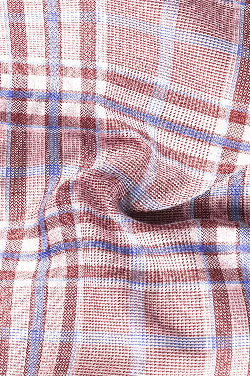 Turkish Rose Pink And Wild Blue Plaid Wool Rich Waistcoat 3