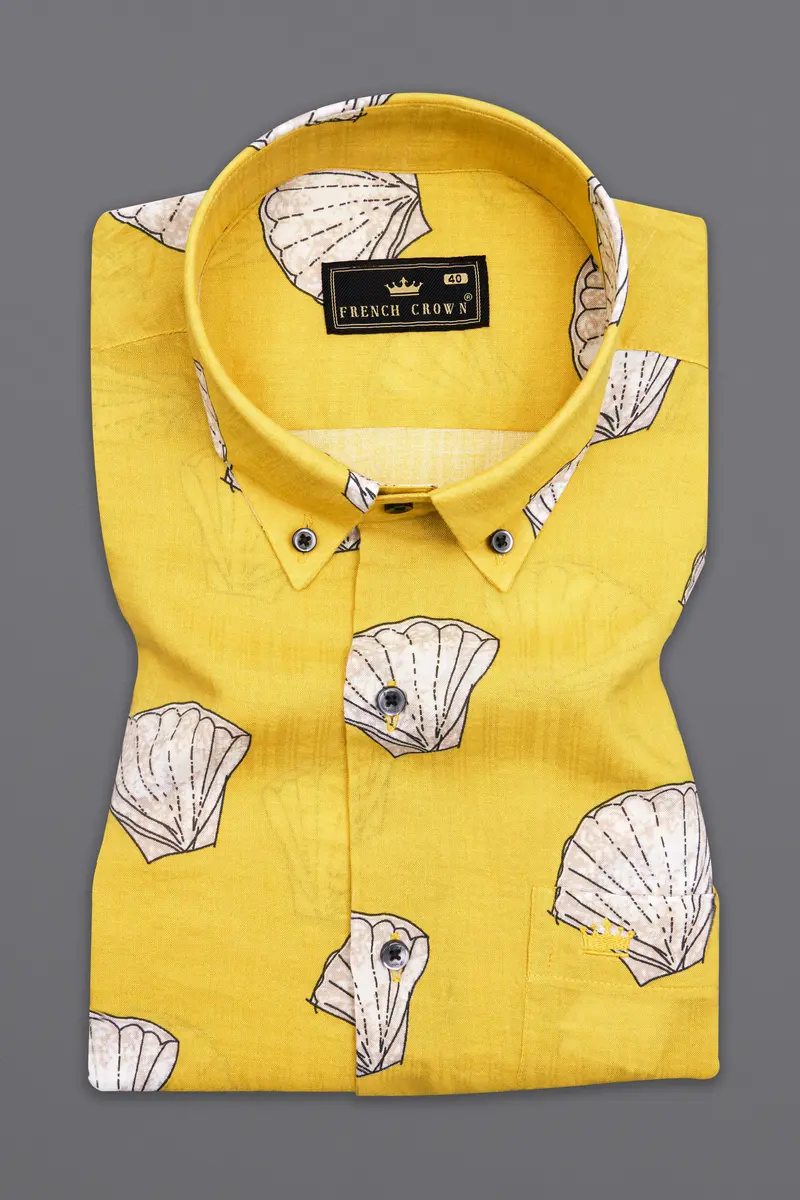 Turmeric Brown Funky Printed Lightweight Oversized Premium Cotton Shirt 5