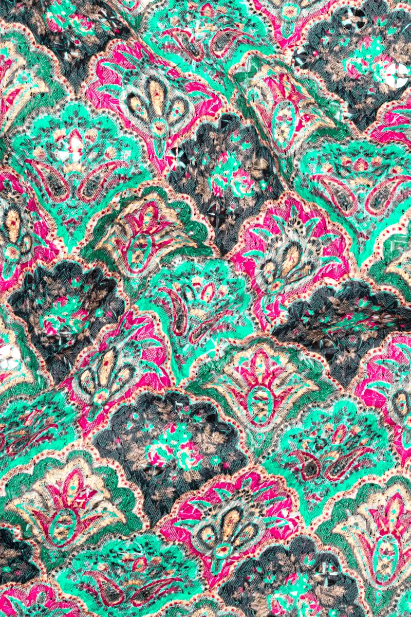 Turquoise Blue And Raspberry Pink Designer Thread Embroidered Nehru Jacket 3