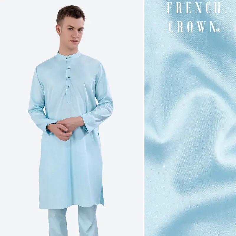 Turquoise Blue Subtle Sheen Super Soft Premium Cotton Kurta 1