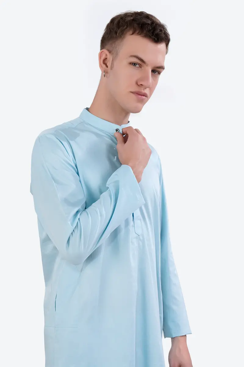 Turquoise Blue Subtle Sheen Super Soft Premium Cotton Kurta Set 4