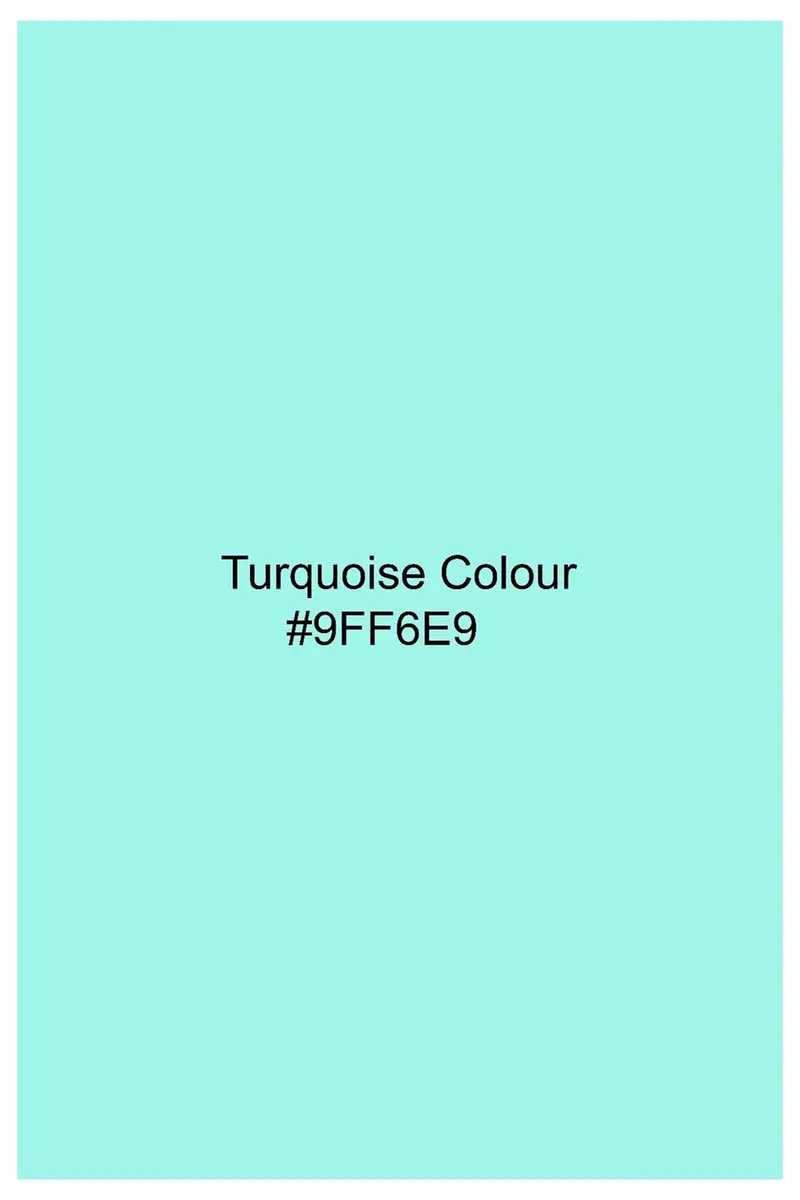 Turquoise Blue With White Cuffs And Collar Luxurious Linen Shirt 6