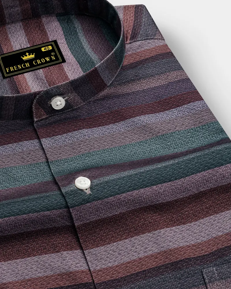 Turquoise Green With Iridium Green Multicolour Striped Super Soft Premium Cotton Shirt 1
