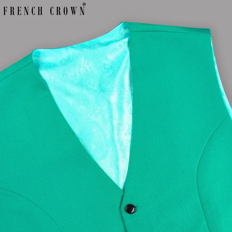 Turquoise Premium Wool Blend Waistcoat 1