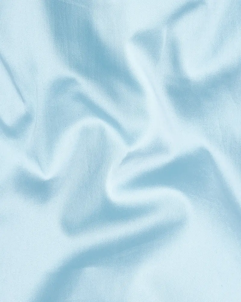 Turquoise Sky Blue Subtle Sheen Snake Pleated Super Soft Premium Cotton Tuxedo Shirt 3