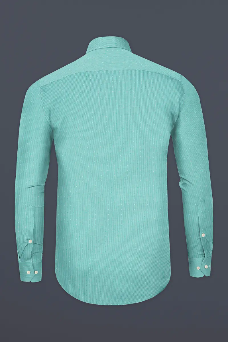 Turquoise Striped Premium Cotton Tuxedo Shirt 6