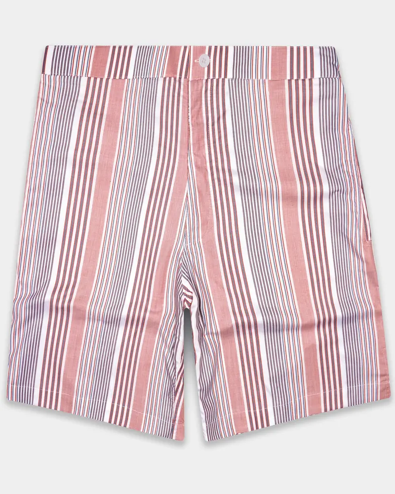 Turstrip-Turkish Perch And Bright White Striped Premium Cotton Shorts 1