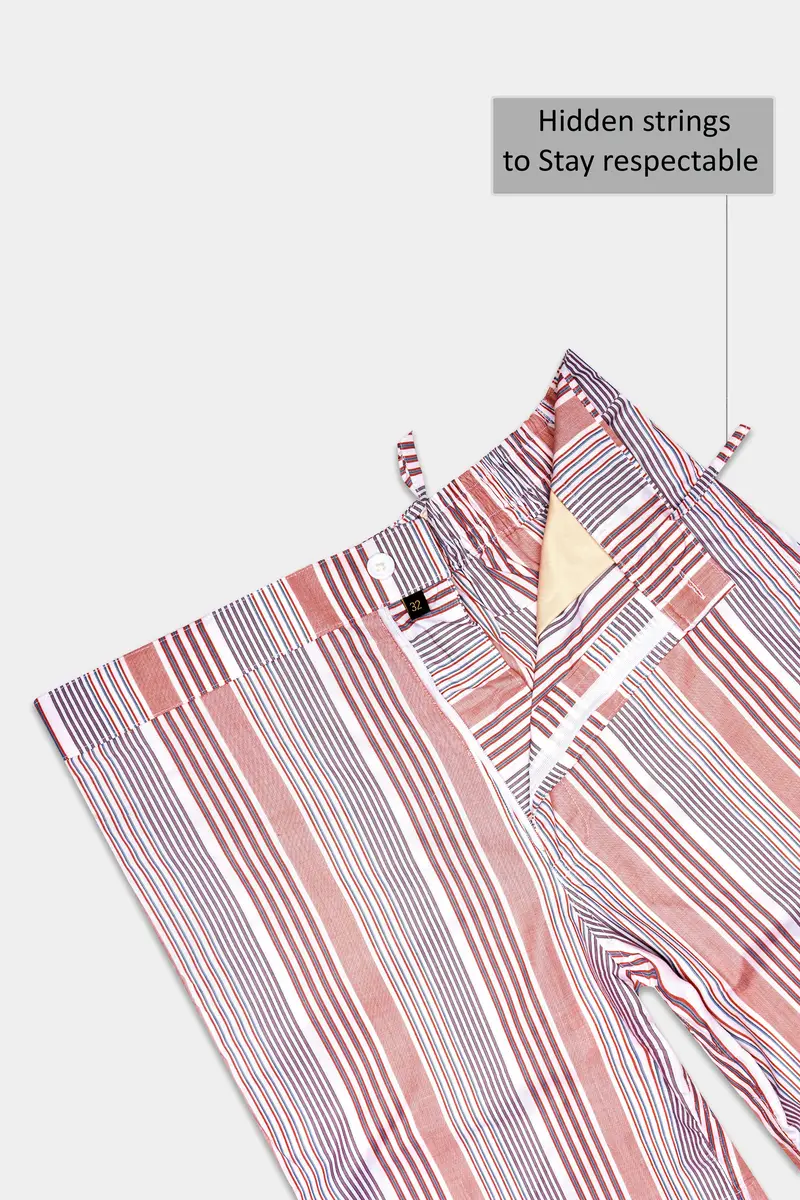 Turstrip-Turkish Perch And Bright White Striped Premium Cotton Shorts 4