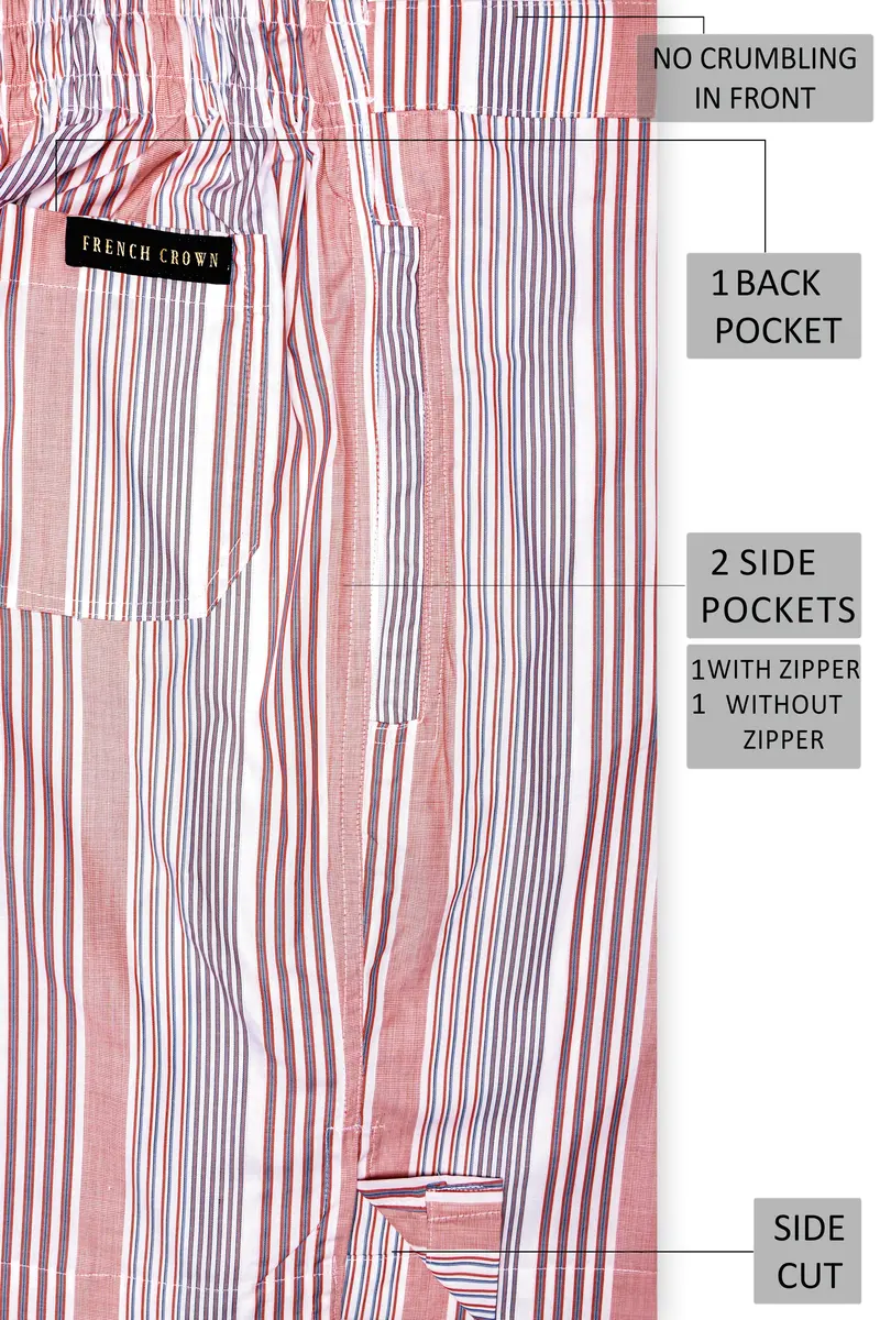 Turstrip-Turkish Perch And Bright White Striped Premium Cotton Shorts 5