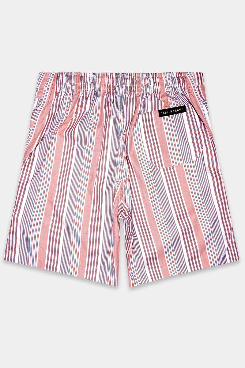 Turstrip-Turkish Perch And Bright White Striped Premium Cotton Shorts 6
