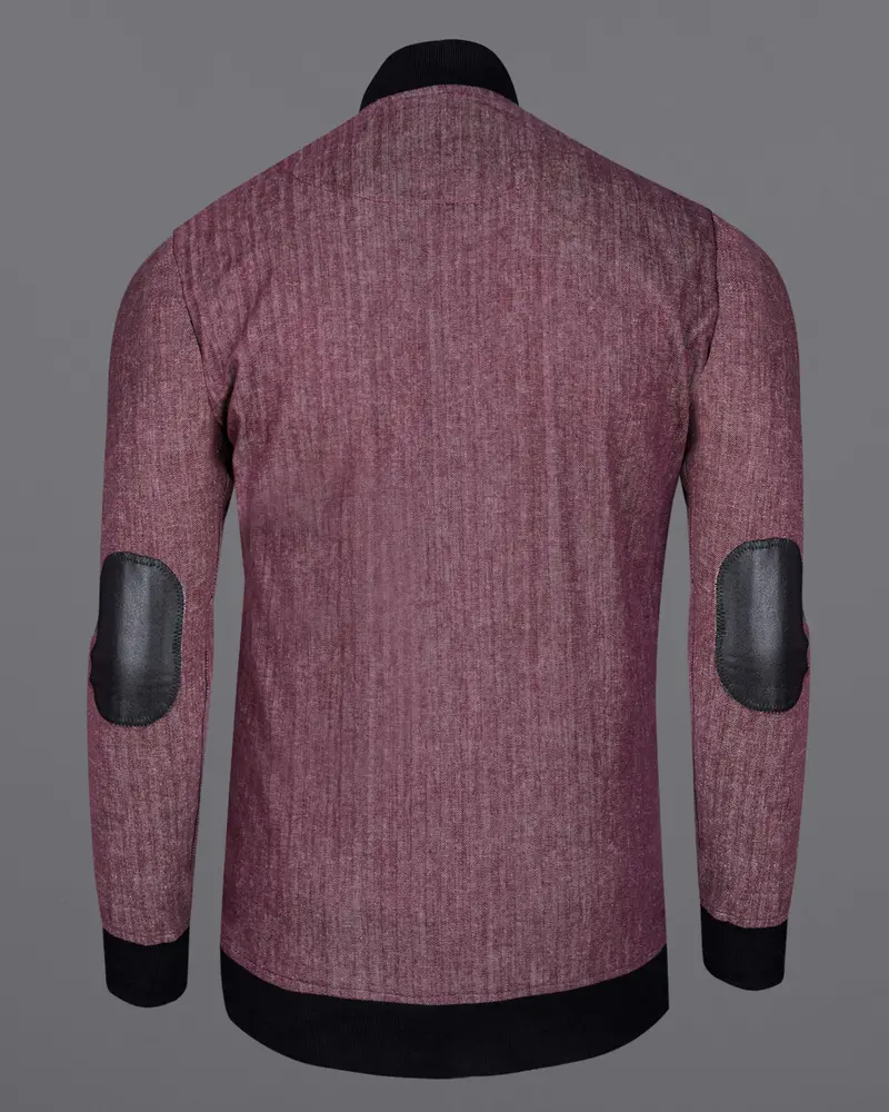 Tuscan Mauve Herringbone Bomber Jacket 5