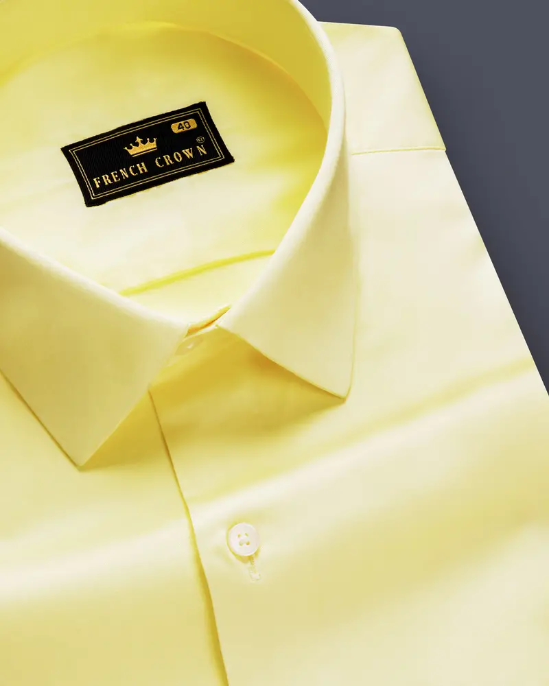 Tuscan Sun-Caper Yellow Solid Subtle Sheen Super Soft Premium Cotton Dress Shirt 1
