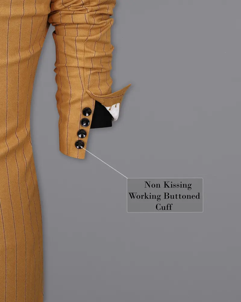 Tussock Mustard Yellow Striped Single Breasted Overcoat 10