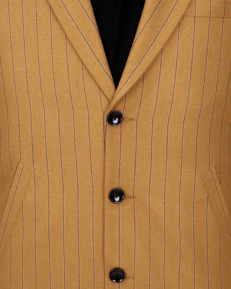 Tussock Mustard Yellow Striped Single Breasted Overcoat 4