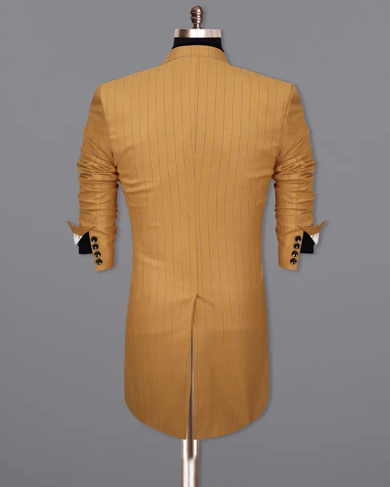 Tussock Mustard Yellow Striped Single Breasted Overcoat 9