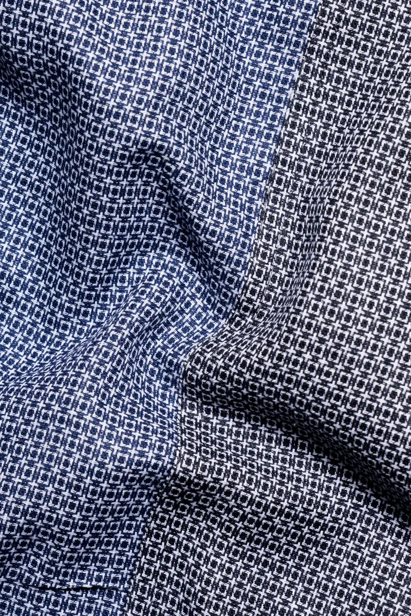 Twilight Blue And Baltic Sea Black Printed With Patchwork Dobby Textured Premium Giza Cotton Designer Shirt 3