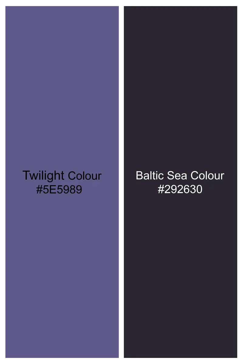 Twilight Blue And Baltic Sea Black Printed With Patchwork Dobby Textured Premium Giza Cotton Designer Shirt 9